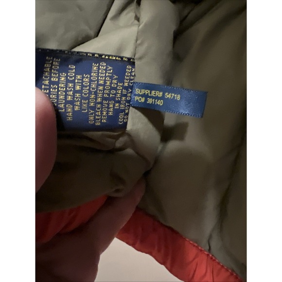 Polo Ralph Lauren Down Blend Puffer Vest Orange Men's XL Hooded, Detachable - Picture 13 of 16